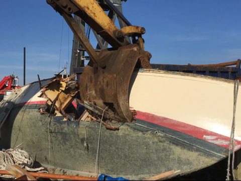 Boat Dismantlers - Wooden Boat Being Dismantled